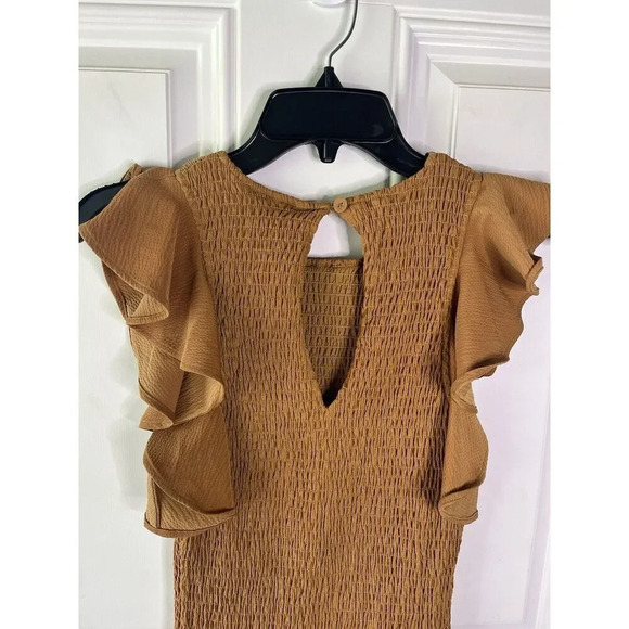 C/Meo Collective Expired Sleeveless Smocked Stretch Ruffle Mini Dress Small - Picture 8 of 10